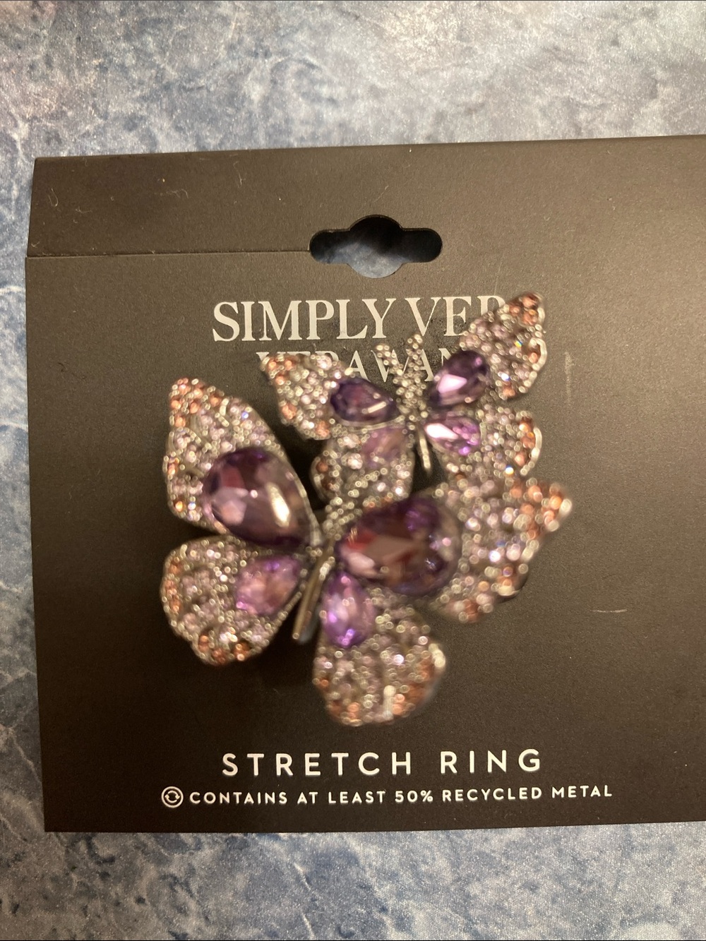 Simply Vera Vera Wang Purple Crystal Butterfly Stretch Ring